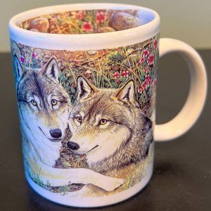 Vintage OTAGIRI "Seasons of the Wolf" Mug Art by Michele Kortbawi Wilk ~ 1995